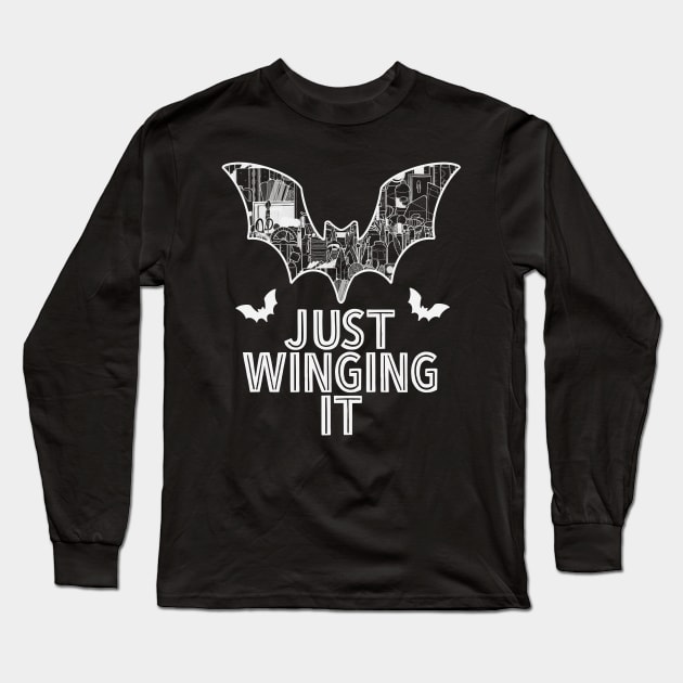 Just Winging It Bat Art Supply Long Sleeve T-Shirt by The Craft ACE